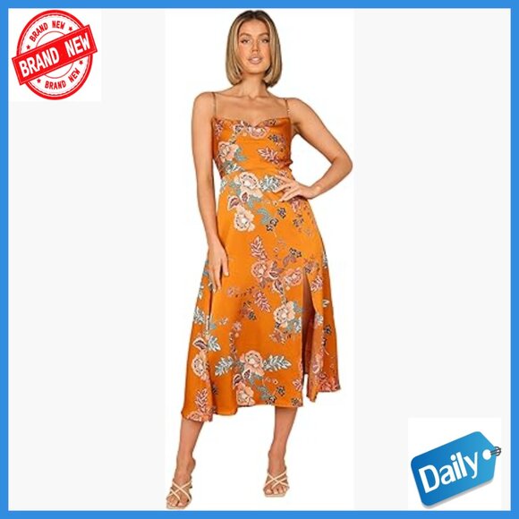 Fitted Midi Dress with Cowl Neck Adjustable Straps Back Zip